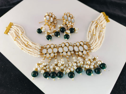 Frshi Kundan Gold Plated Choker Set